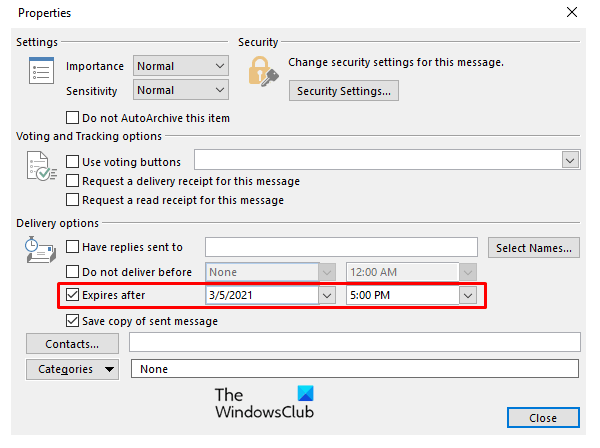 Add expiration Date to Emails in Outlook