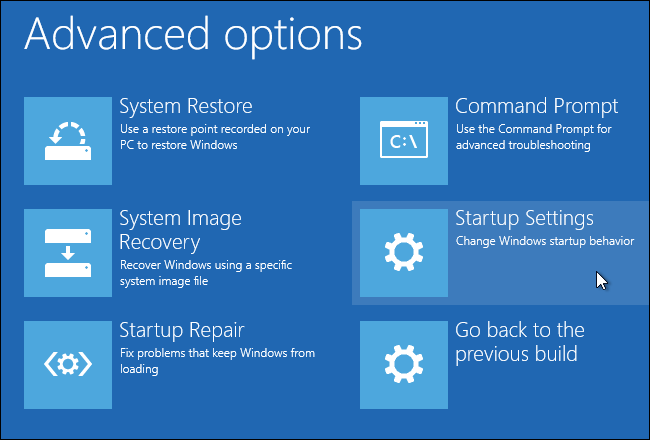 Advanced Options System Restore