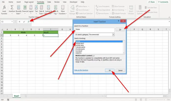 How to use the Mode function in Excel