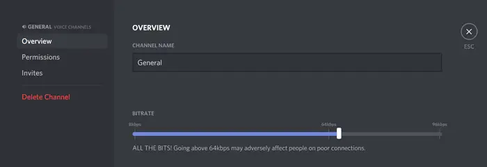 Adjust Bitrate on Discord