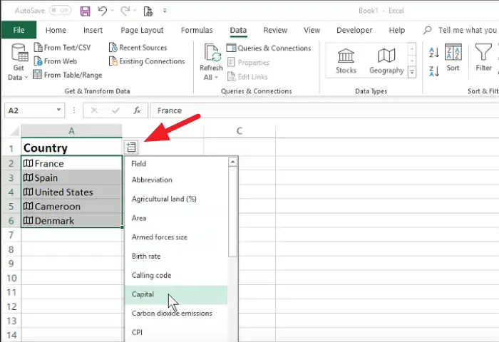 Geography Data Type in Excel