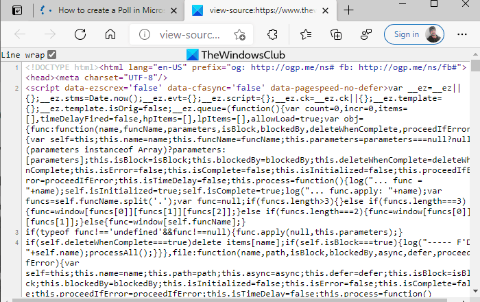 Enable Line Wrap in Source View in Edge and Chrome
