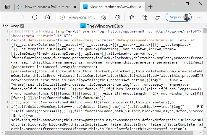 Enable Line Wrap in Source View in Edge and Chrome