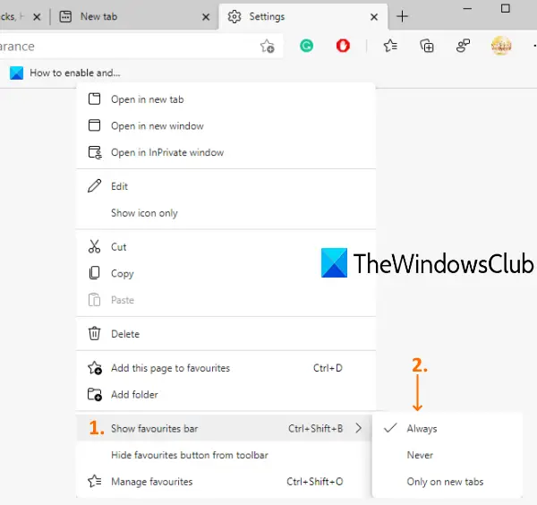 How To Show Favorites Bar In Microsoft Edge On Windows 1110