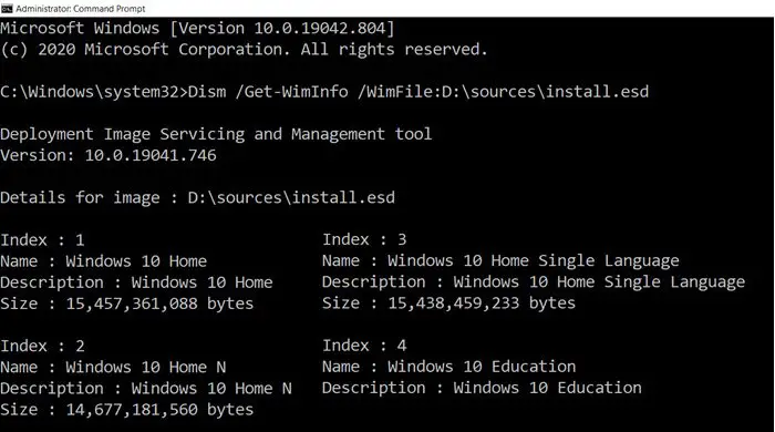 Extract specific Windows version from Windows 10 Multiple Edition ISO
