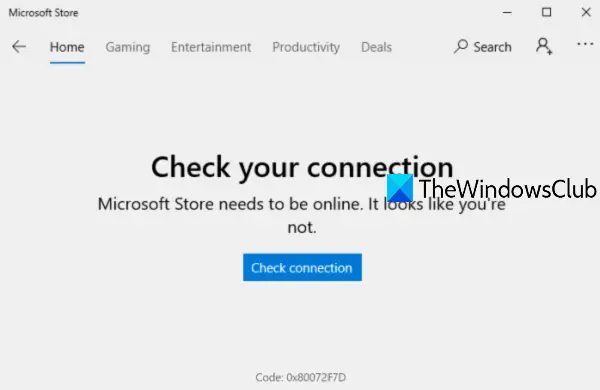 Fix Microsoft Store Error 0x80072F7D
