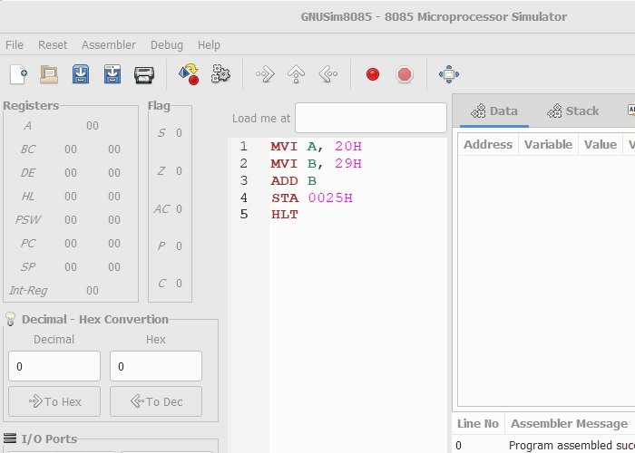 Free 8085 Microprocessor Simulators