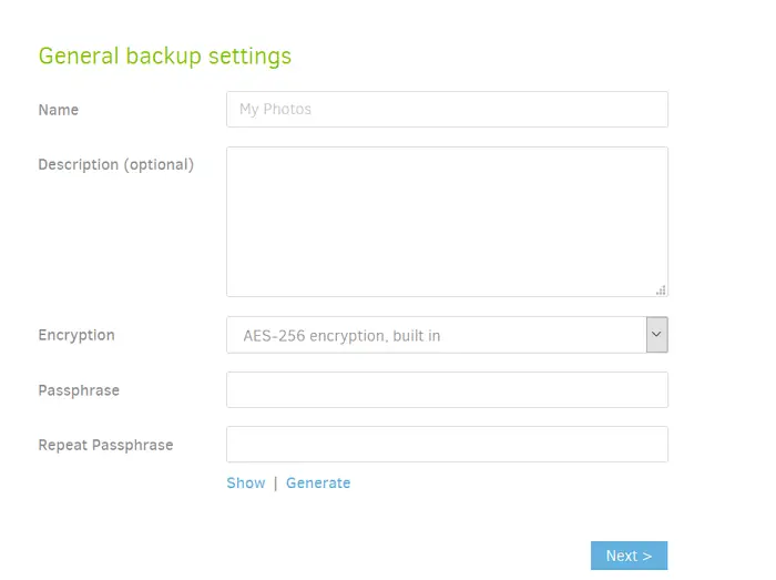 Backup Settings Duplicati