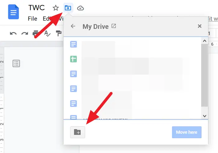 Create a folder in Google Docs