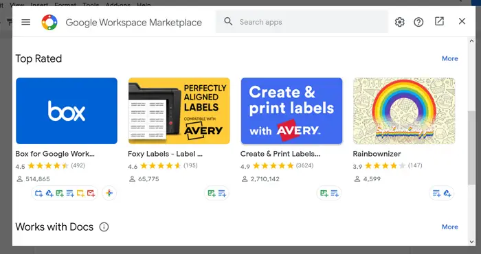 Selecting the add-on on Google Workspace Marketplace
