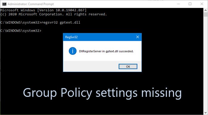 Group Policy settings missing