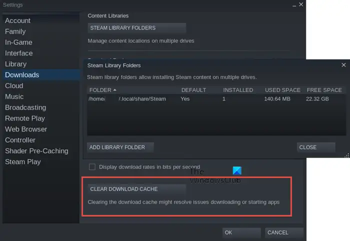 Clear Steam Download cache
