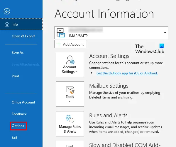 How to set up read receipt in outlook inside file