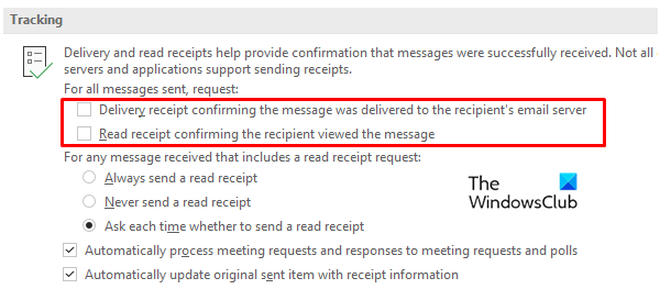 How to set up read receipt in outlook website in settings