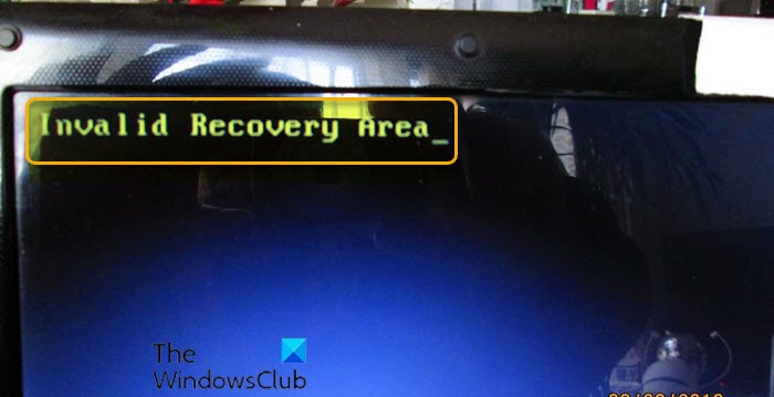 Invalid Recovery Area error