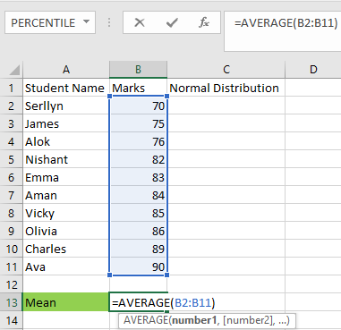 Make Bell Curve Excel Average