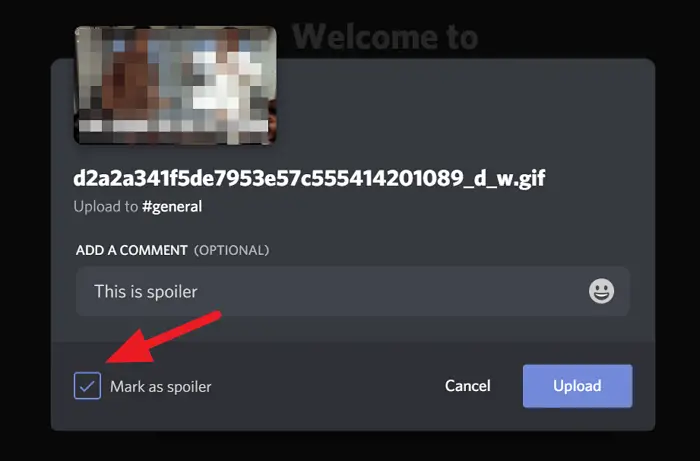 Marking an attachment as Spoiler on Discord