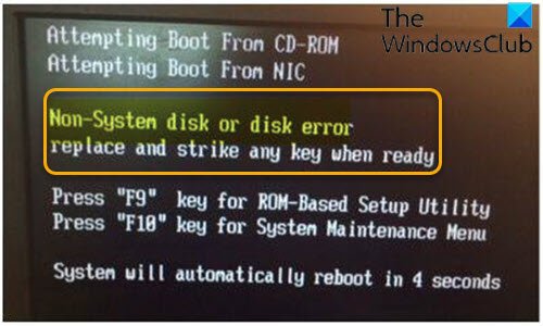 Fix Non system disk or disk error Black screen on Windows 11 10 - 70