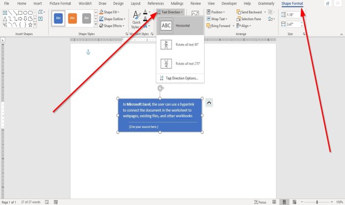 how to insert text box in word