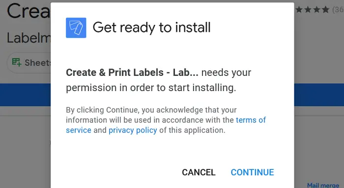 Permission to Continue Google Docs Add-on