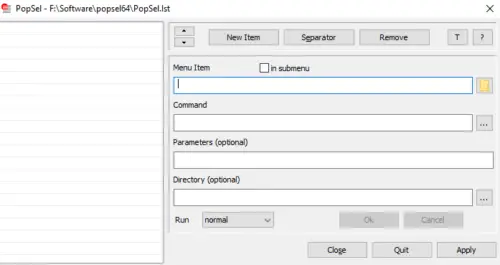 PopSel A Popup Menu Launcher Software for Windows 2