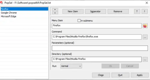 PopSel A Popup Menu Launcher Software for Windows 4