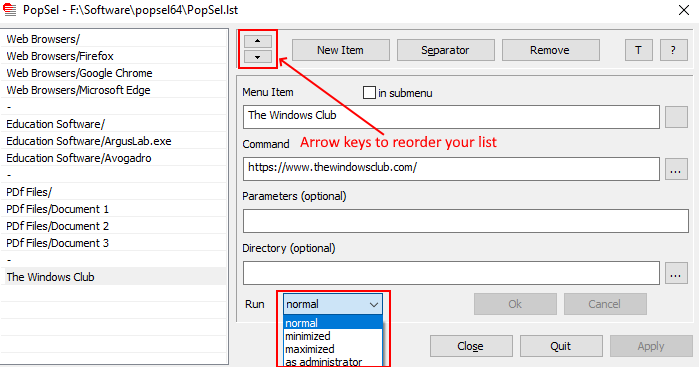 PopSel A Popup Menu Launcher Software for Windows 8