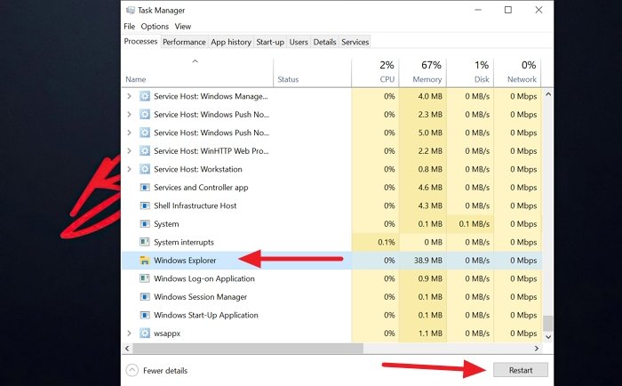 Restart or Reset Windows 10 Taskbar