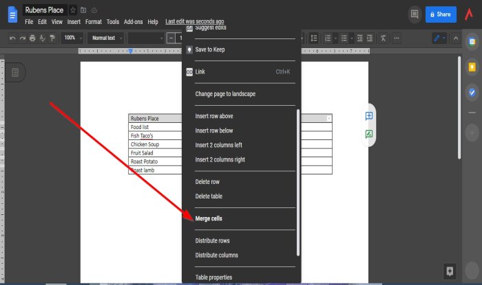 Merge and Unmerge Cells in a Google Doc Table