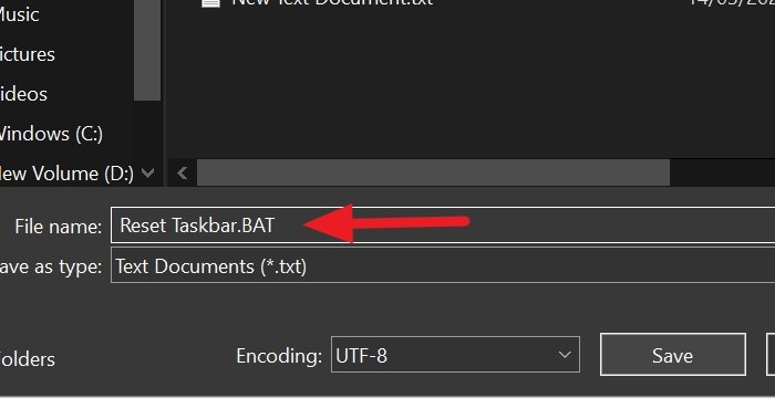 Create a BAT file in Windows 10