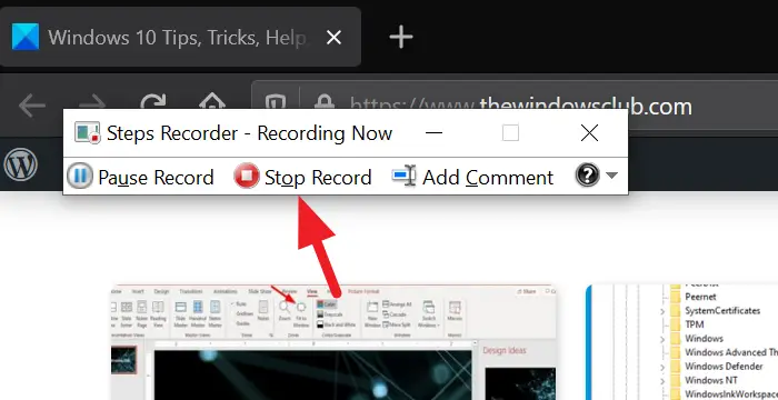Stop Recording in Steps Recorder