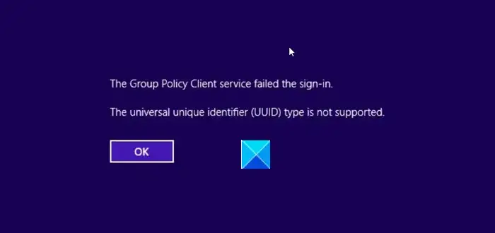 The Group Policy Client service failed the sign-in