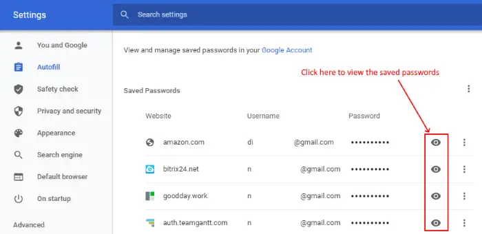 View Saved Passwords in Chrome