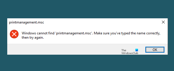 Windows cannot find. Printmanagement.MSC.