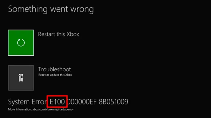 Xbox Error E100