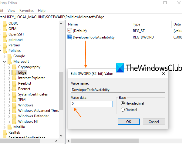 add 2 in Value data