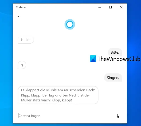 change cortana voice and language