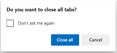 Enable Close all tabs prompt in Microsoft Edge