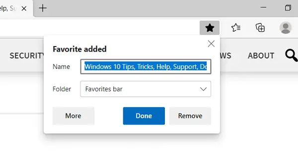 manage Favorites in Microsoft Edge browser