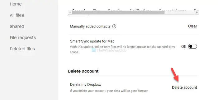 How to permanently delete Dropbox account