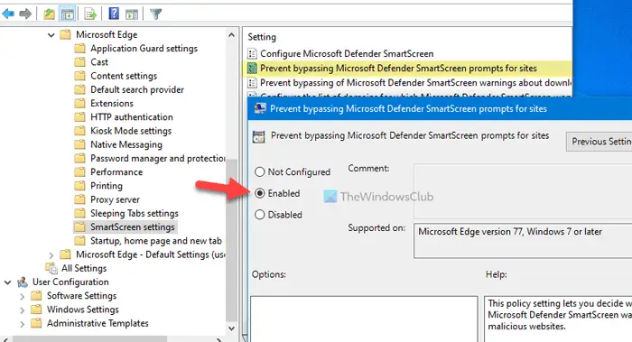 How to prevent users from bypassing SmartScreen warning in Edge