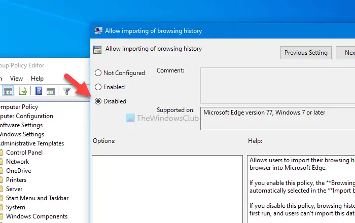 How to prevent users from importing data from other browsers into Edge