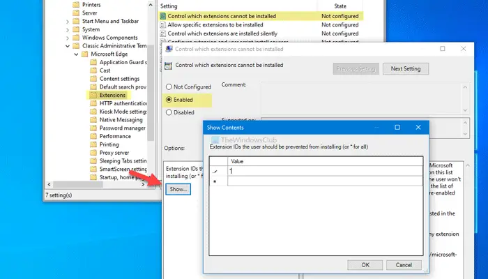 Prevent users from installing extensions in Edge