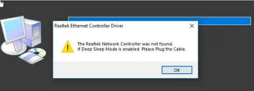 The Realtek network controller was not found