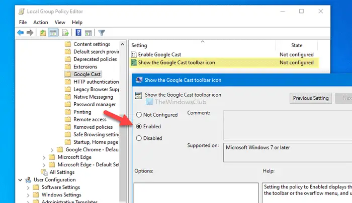 How to show or hide Google Cast toolbar icon in Chrome