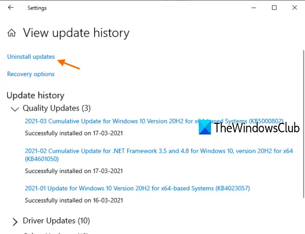 uninstall KB4601319 update