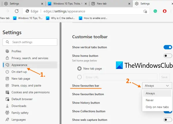 microsoft edge settings