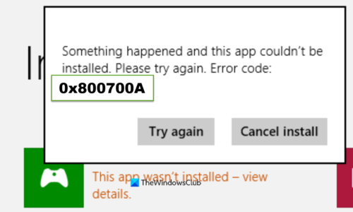 microsoft store error 0x800700AA