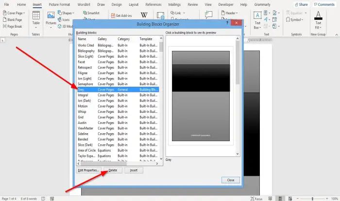 How to insert a Custom Cover Page in Microsoft Word