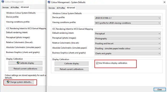 Change Color Management Settings Windows